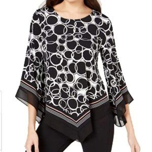 Alfani Printed V-Hem Blouse